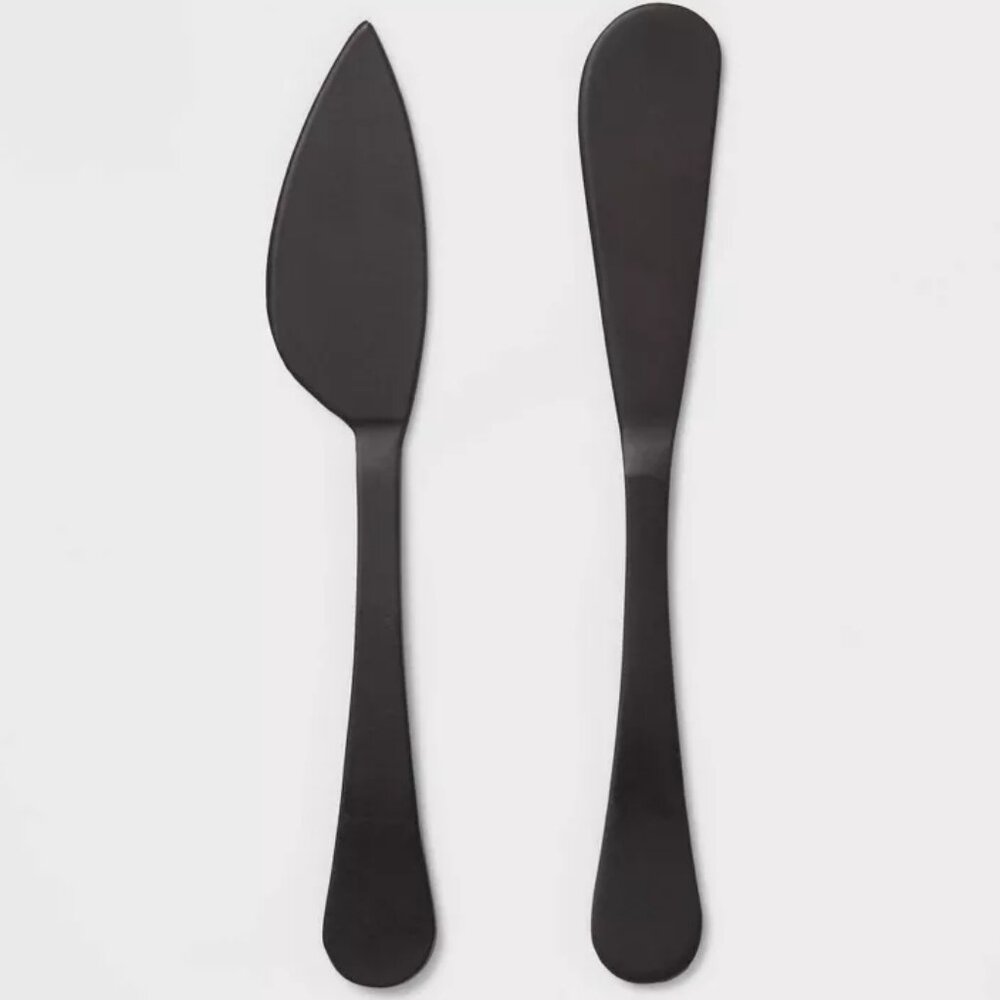 Threshold 2pk Stainless Steel Cheese Knives, Black